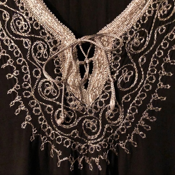 Emma Caine brown metallic gold trim tunic blouse - Picture 7 of 16